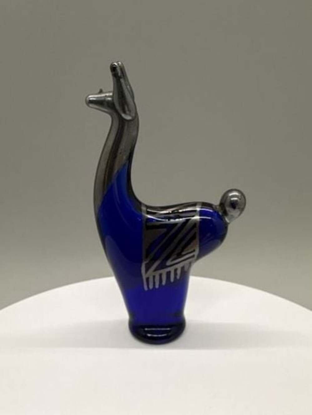 Copabella Peruvian Art Glass Llama Figurine 3” 990 Silver Overlay No Sticker Vtg